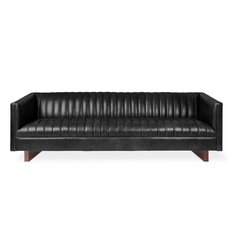 Gus Modern 84" Genuine Leather Tuxedo Arm Sofa Wayfair